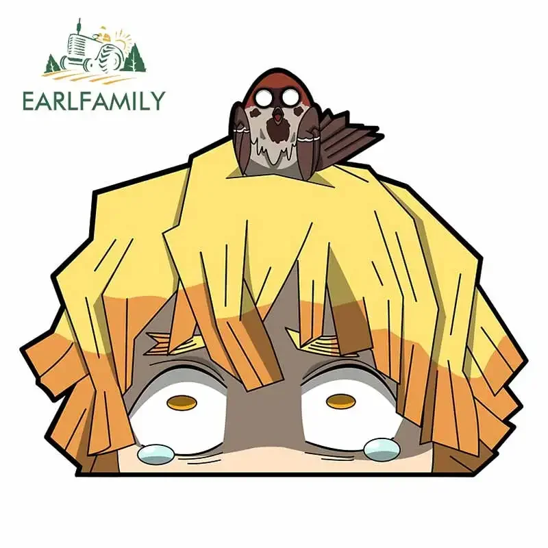 

EARLFAMILY 13 см для Zenitsu Peeker, забавные автомобильные наклейки, автомобильная наклейка на лобовое стекло, окна, аниме JDM RV, автомобильные товары