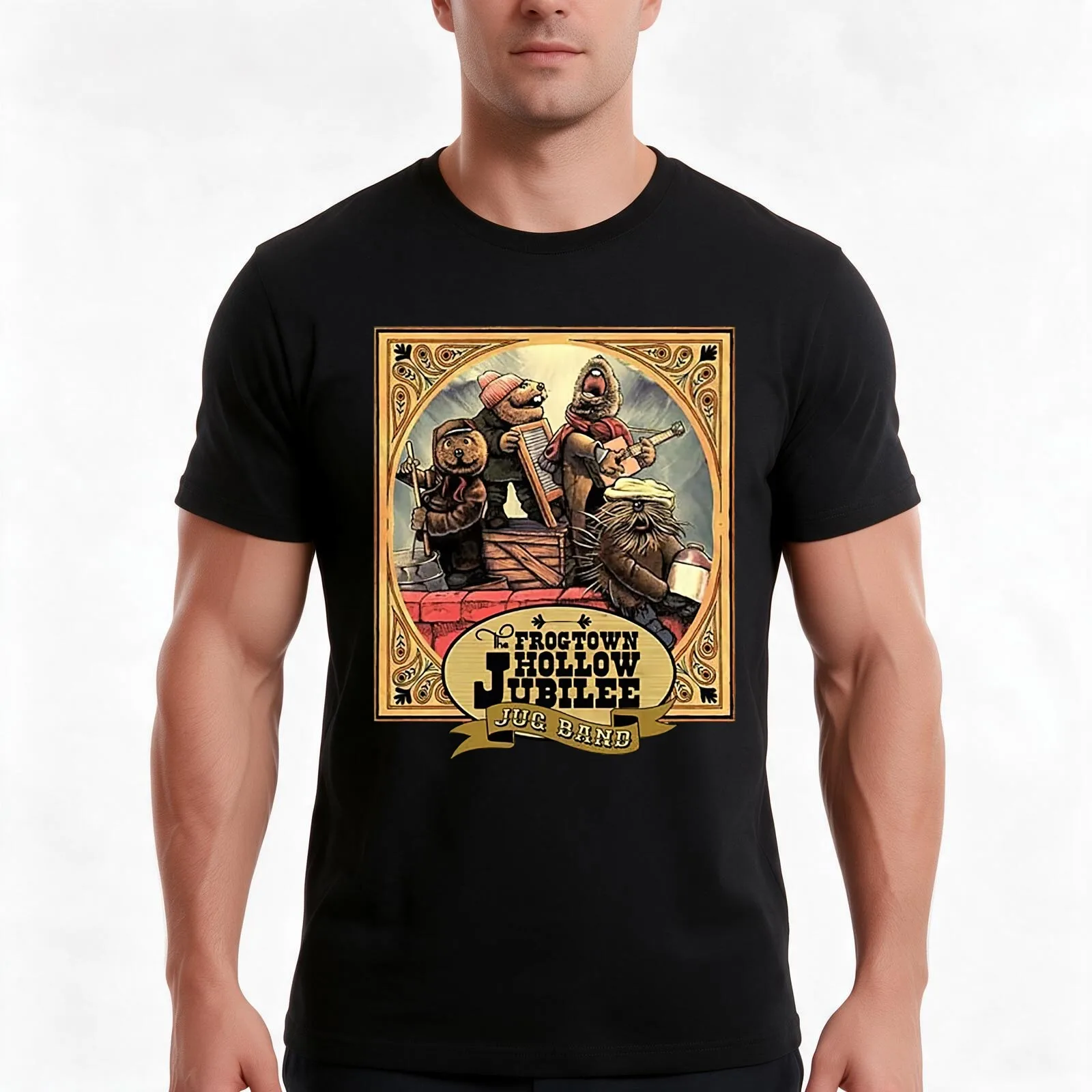 THE FROGTOWN HOLLOW JUBILEE JUG BAND Men T Shirt t shirts with prints