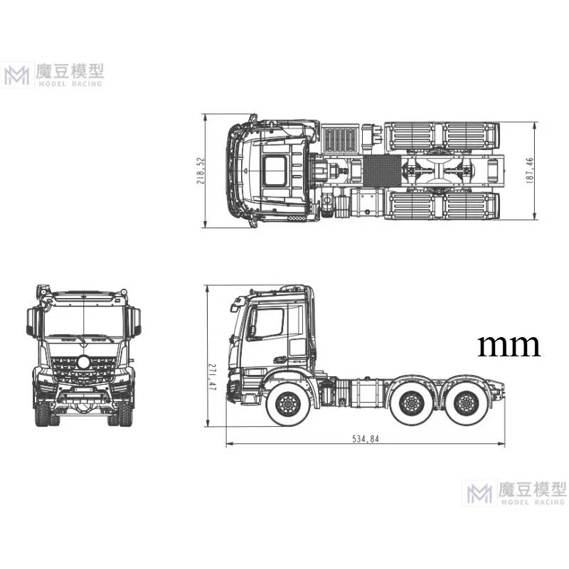 6x6 รีโมทคอนโทรลรุ่นรถแทรกเตอร์วิศวกรรมยานพาหนะสําหรับ 1/14 Tamiya RC รถบรรทุกรถพ่วง Tipper Mercedes-Benz Actros 3363 อะไหล่