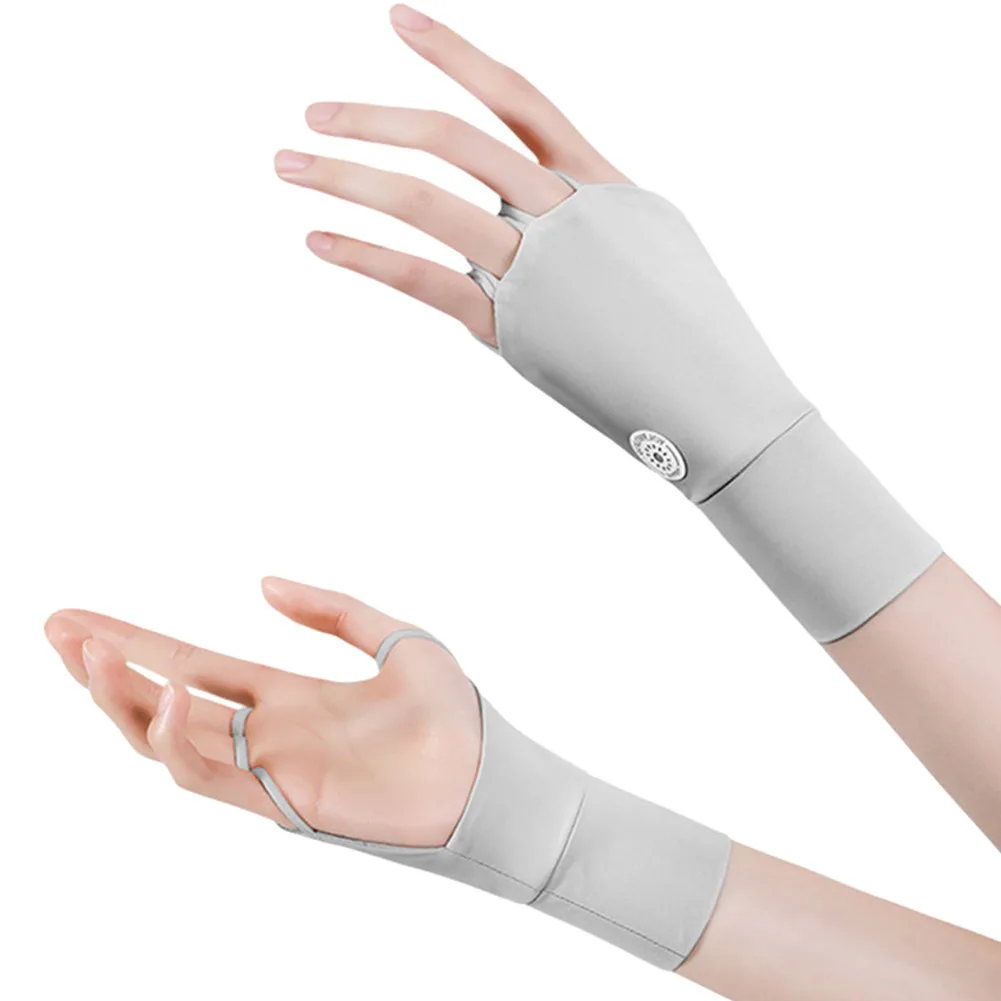 

Women Sun Protector Gloves Cool Breathable Sun Protector Golf Glove Ice Silk Hollow Palm Elastic Left & Right Hand