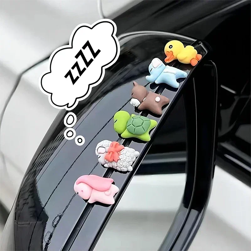 6pcs Cute Mini Ducks Car Interior Decoration Funny Cartoon Animal Auto Center Console Rearview Mirror Ornaments Car Accessories