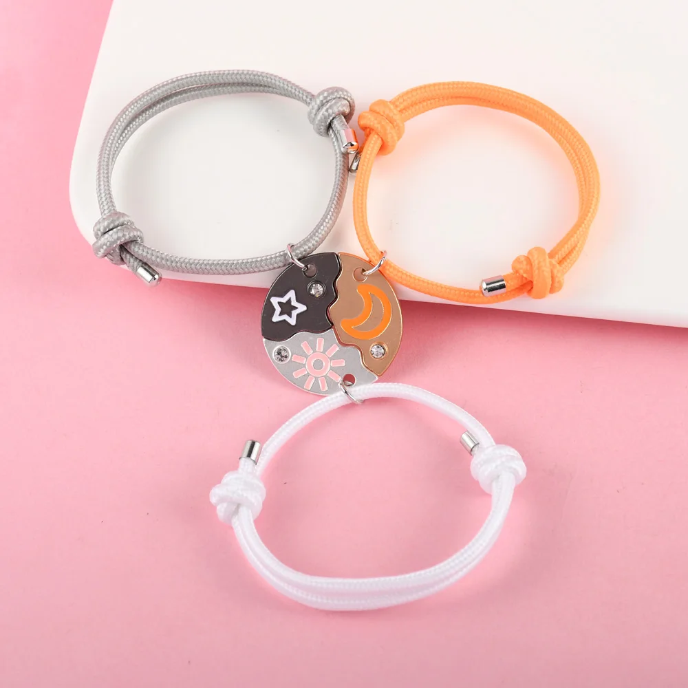 3Pcs/set Stars Moon Sun Stitching Best Friend Bestie Bracelet for Women Fashion Friendship Gifts