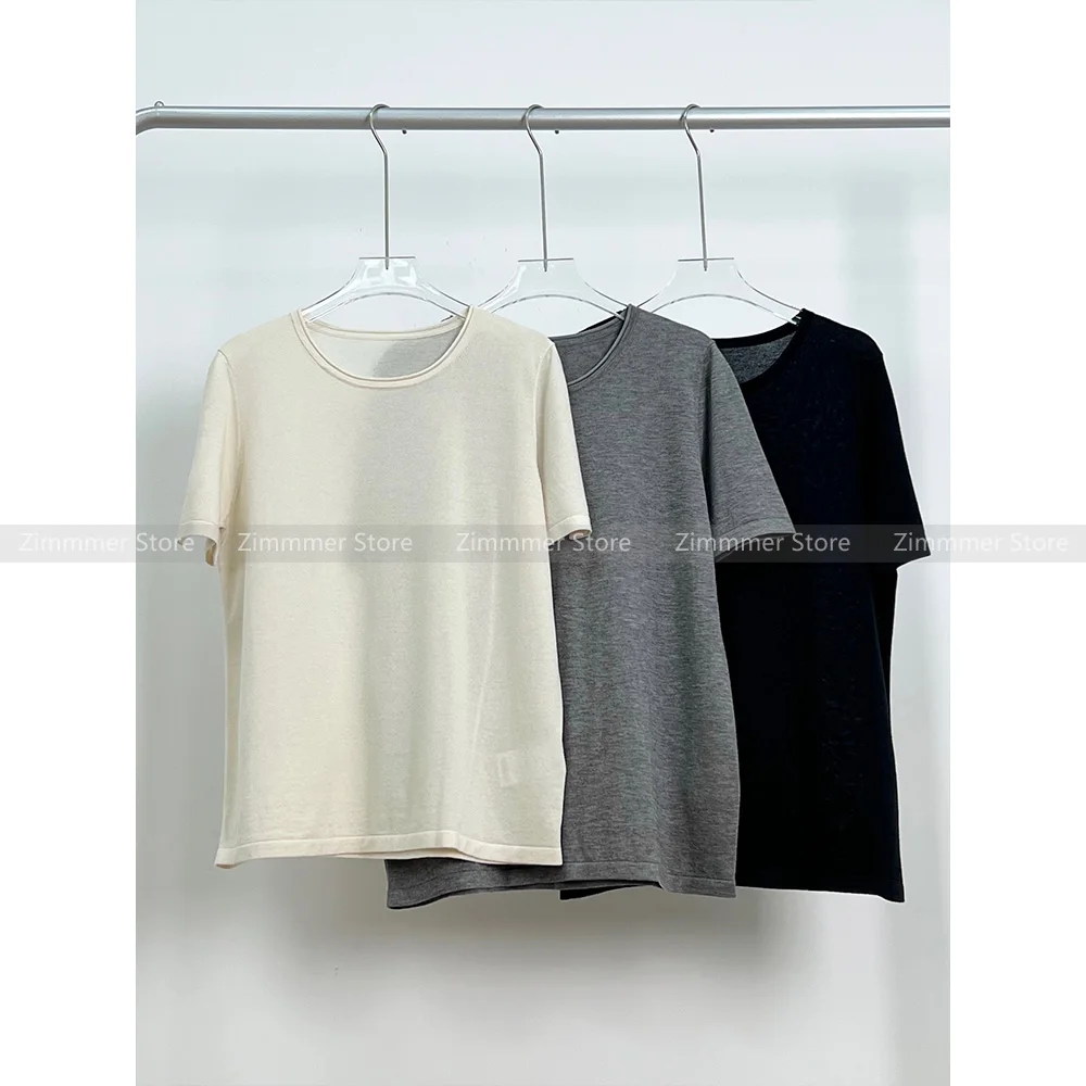 

2024 Spring New Simple Solid Colour Loose Casual Short Sleeve T-Shirt Top