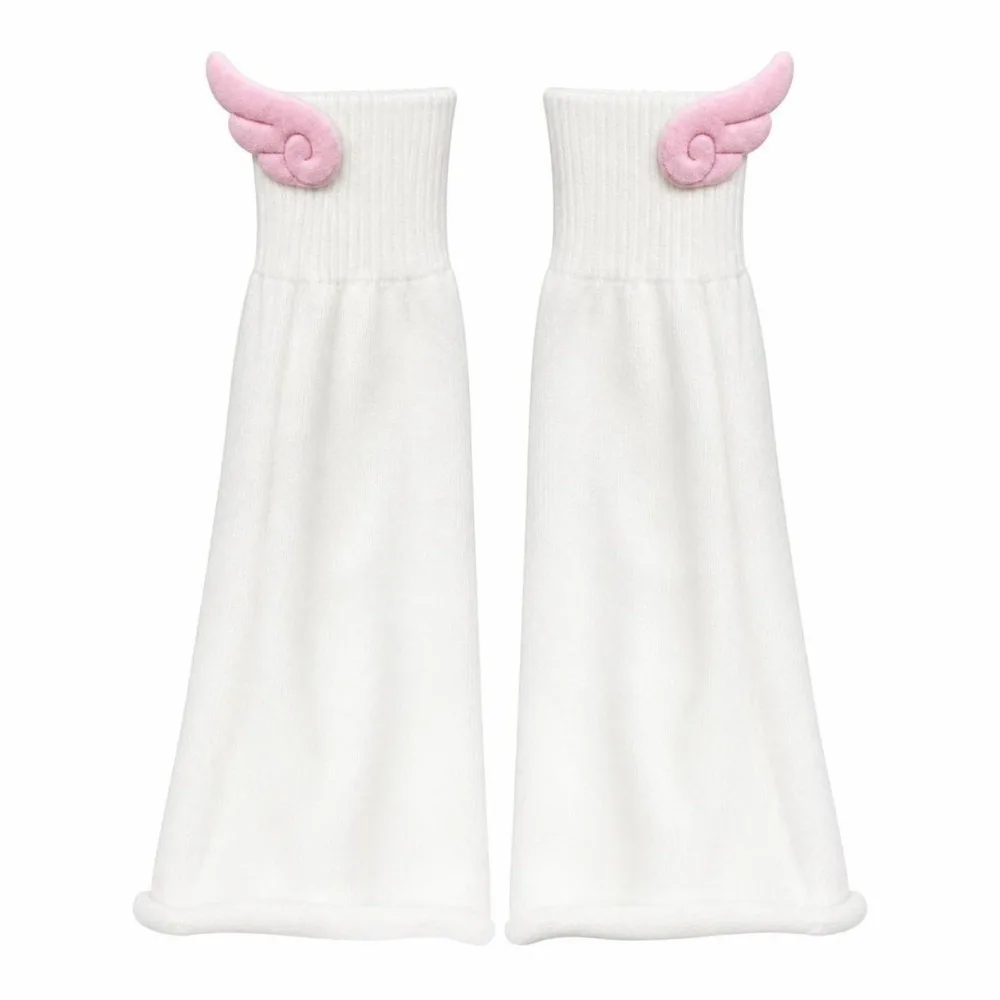 Knit Fabric Wing Decor Leg Warmers Calf Sleeves Design Wide Calf Fit Flare Leg Warmers Soft Knit Texture Flared Shape