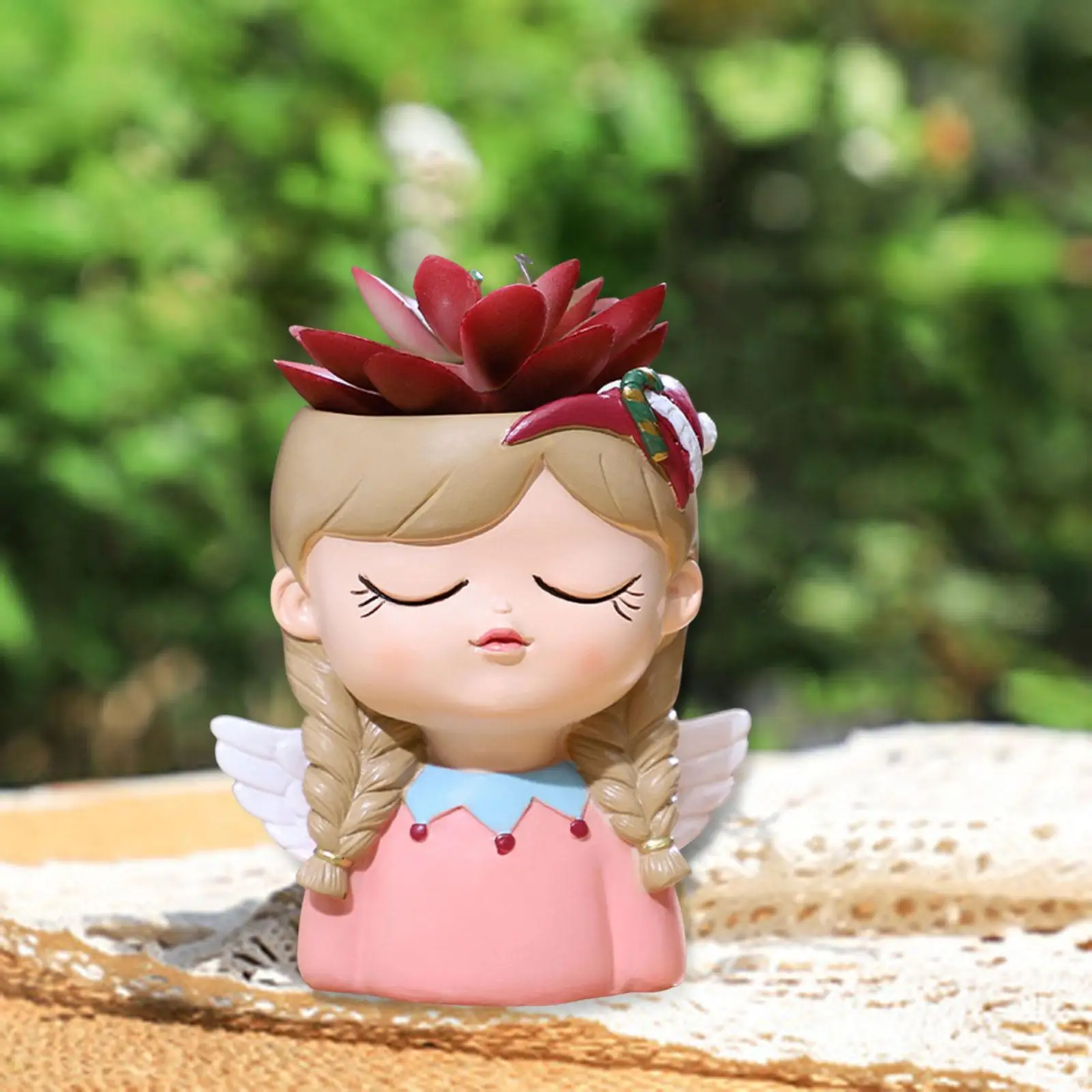 Plant Pot Elf Girl Flower Pot Flower Vase Elf Girl Figurine Ornaments Anti Slip Bonsai for Outdoor Bookshelf Home Garden Desk
