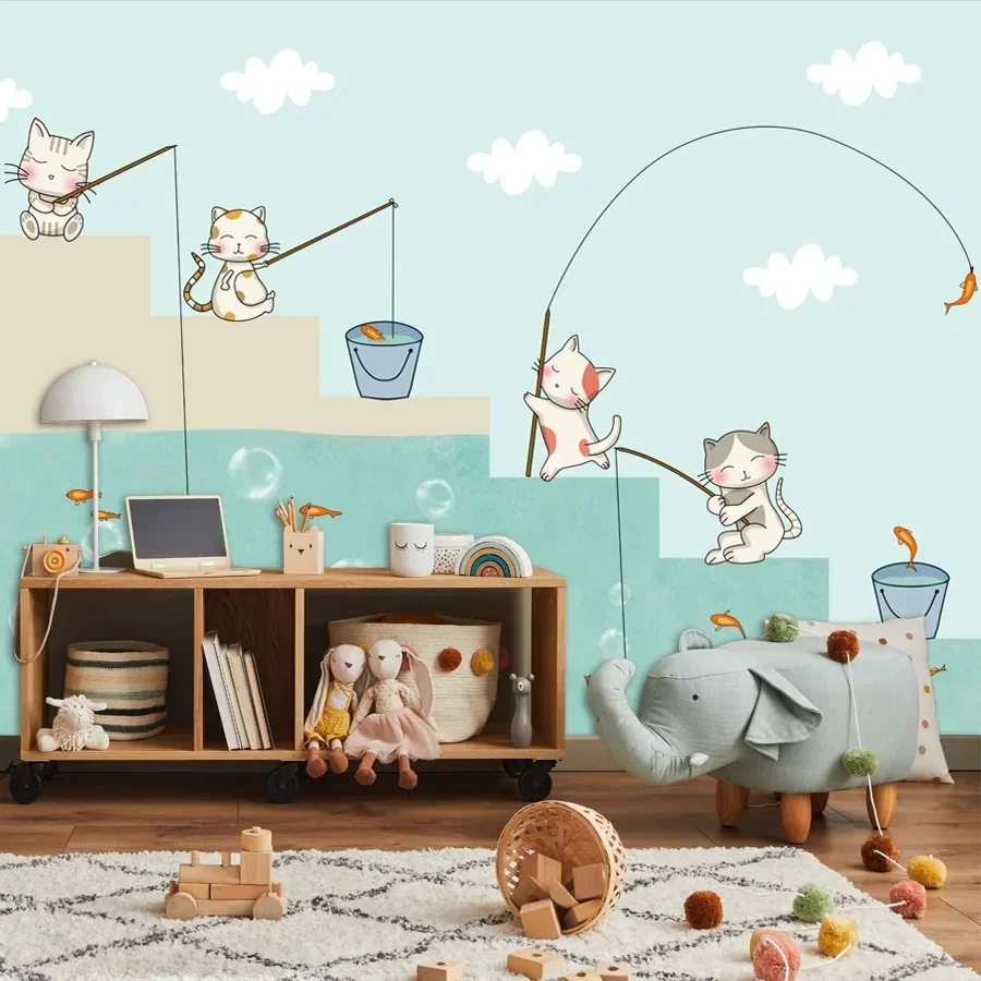 

Съемные обои с кожурой и наклейкой, обои для домашнего декора, панельные обои для гостиной, контактная бумага, детская роспись с котом для рыбалки