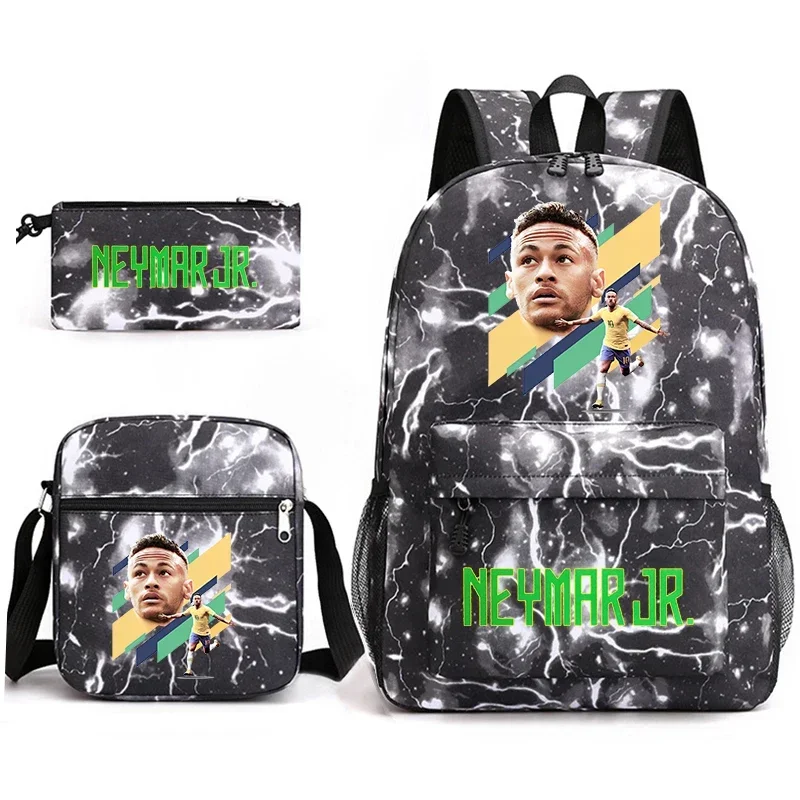 Conjunto de mochila de estudante com estampa de avatar neymar, bolsa escolar infantil, estojo de lápis, bolsa de ombro, conjunto de 3 peças