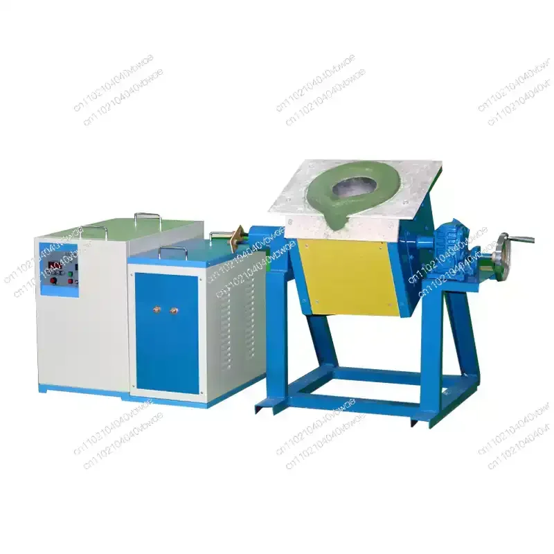Induction melting furnace 70KW inclined 100kg induction melting furnace Gold melting hand crank furnace