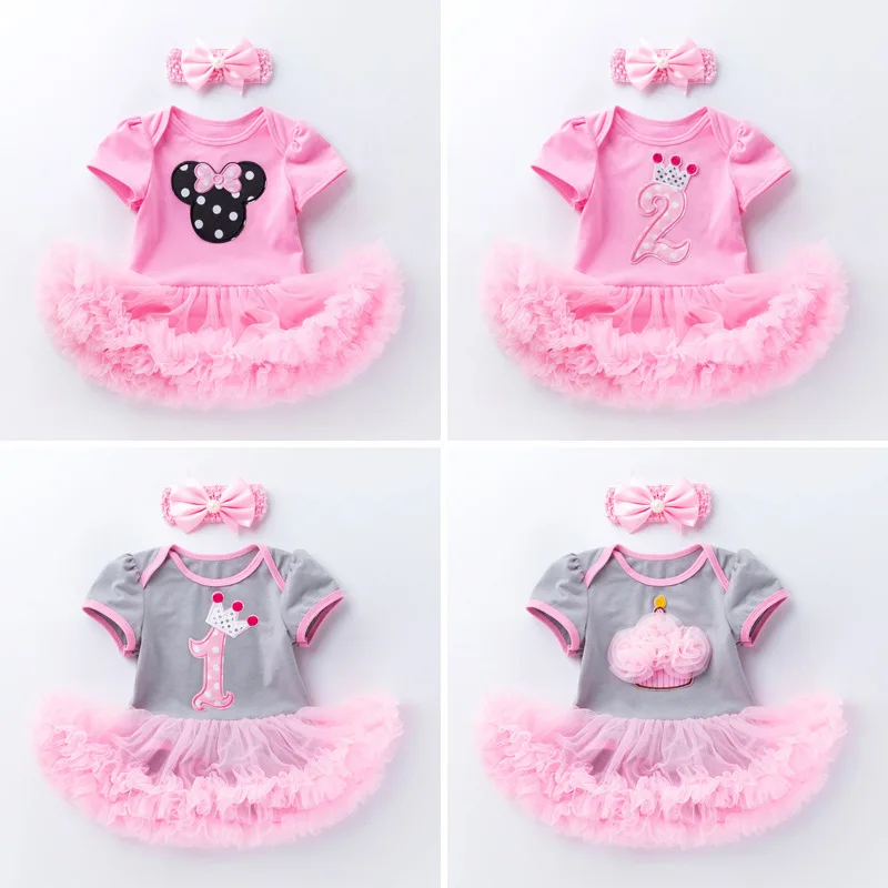 

Baby Girls 1st Birthday Outfit ONE Romper Tutu Skirt Ears Headband Cake Dresses Festival Holiday Baby Girl Clothing Set