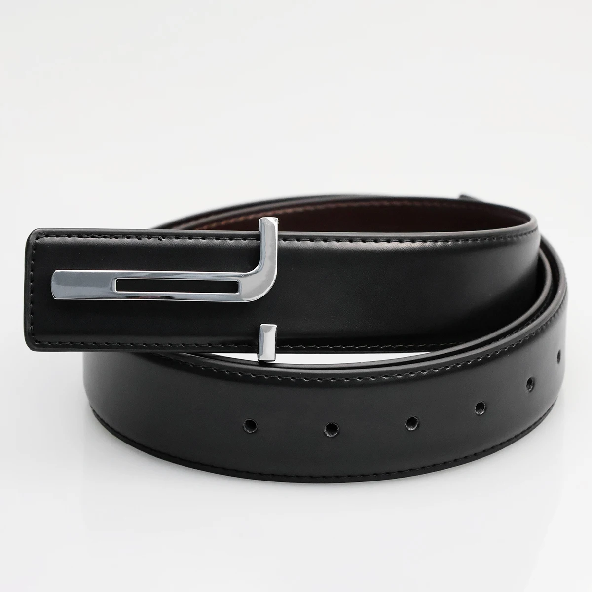 Business Alloy Letter Buckle Men's Belt Casual Leather Belt for Men High Quality Two-layer Cowhide