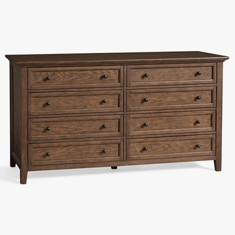 North American black walnut wood eight bucket cabinet Solid wood bedroom storage cabinet White wax wood porch cabinet