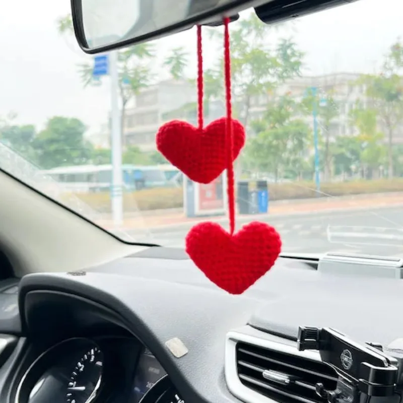 2023 New Car Hanging Hand-crocheted Hanging Orchid Potted Wool Pendant Car Rearview Mirror Creative Pendant