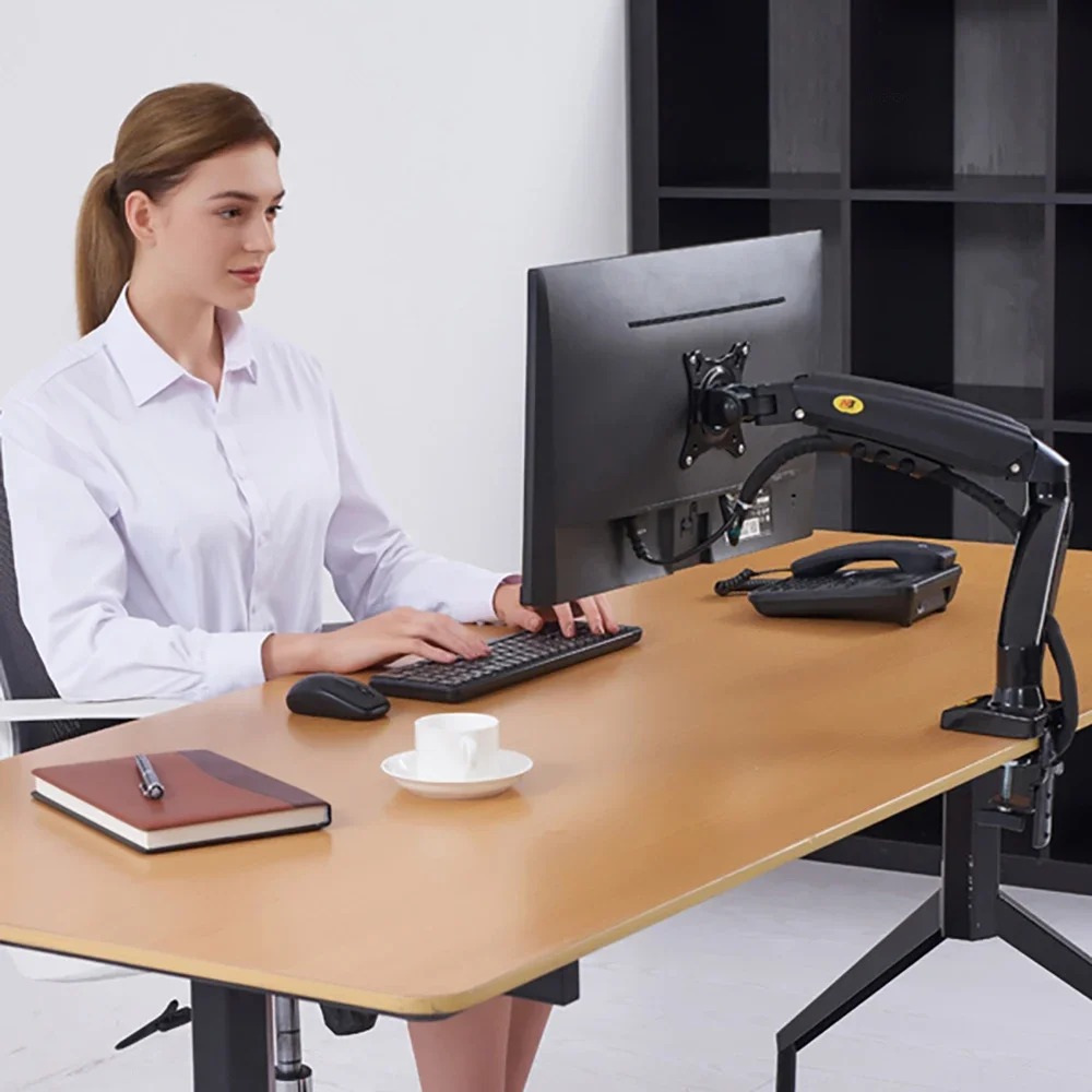 F80 LCD LED Display Bracket Lengan Instalasi Desktop Gas Spring 17-30 Inci LCD Full Motion Display Bracket Memuat 2-9 Kilogram