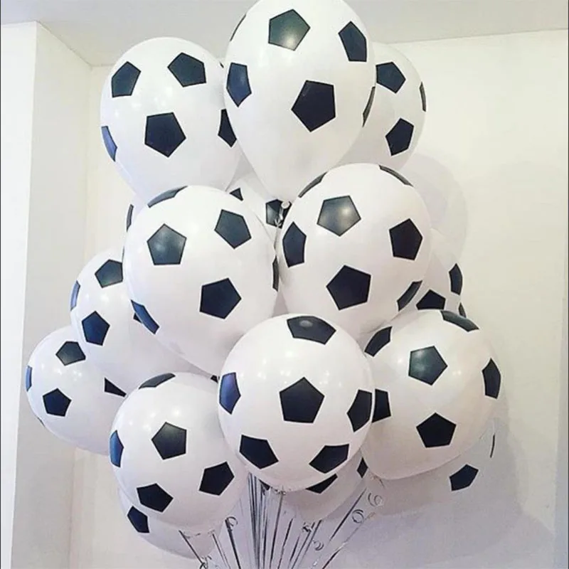 10pcs 12inch Football Balloons Soccer Helium Latex Balloon Black White Boy Birthday Party Decor Sports Meet Decorations Globos