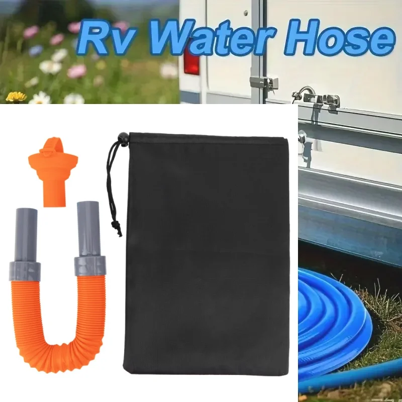 

1Set Camping Water Fill Up Hose Orange Camping Bucket Water Inlet Pipe Collapsible Fill Up Hose Caravan RV Parts Car Accessories