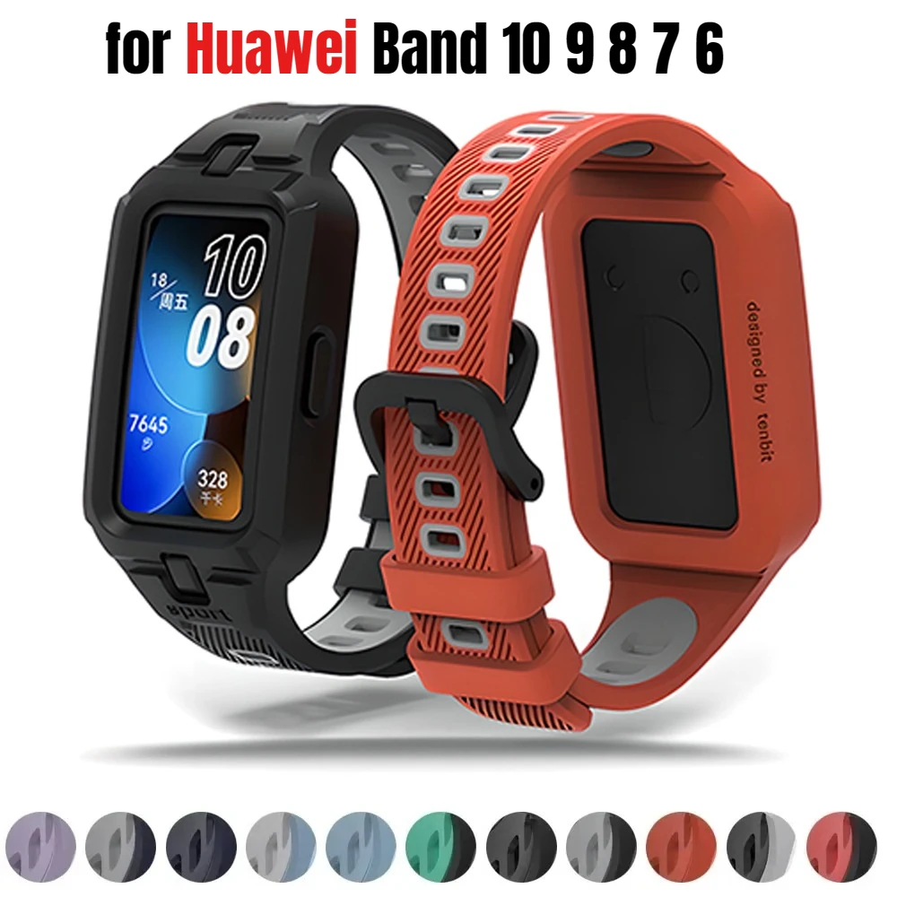 Sportliche Atmungsaktive Silikon-Ersatzarmbänder für Huawei Band 10 9 8 7 6 Smartwatch, Speziell für Huawei Band 9