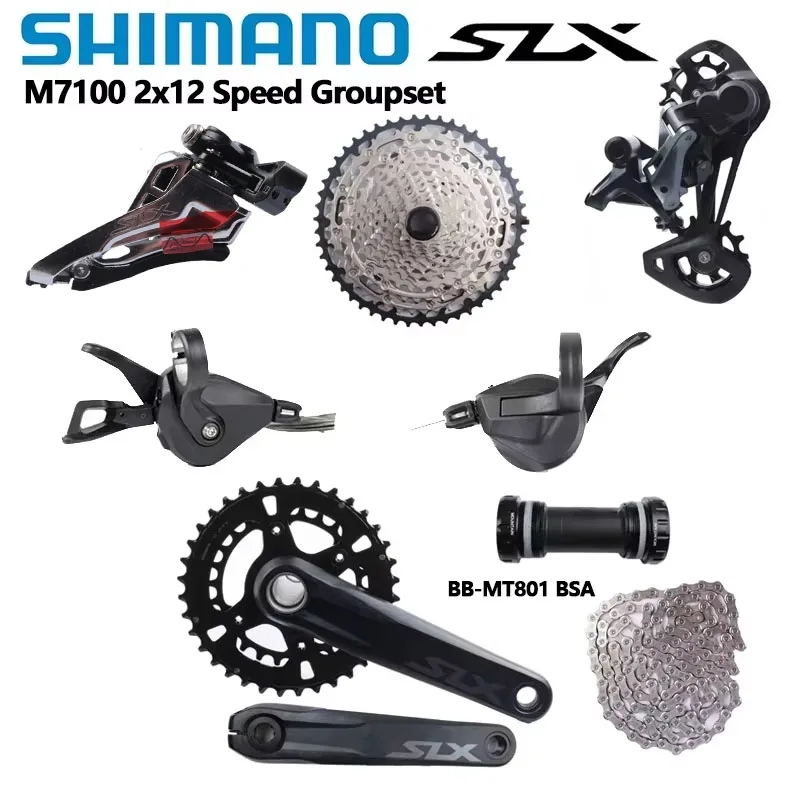 SHIMANO SLX M7100 Groupset 2x12 Speed M7100 Shifter Rear Derailleur M7100 Cassette M7100 170 36-26T Crankset MT801 MTB Set