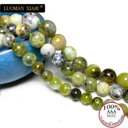 LUOMAN XIARI 100% Natural Gemstone Green Opal Round Smooth Loose Stone Beads for Jewelry Making DIY Bracelet 6 8 10mm 1 Strand