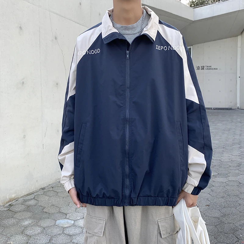 Chaqueta Bomber de béisbol para hombre, abrigo informal de retales, estilo coreano japonés, ropa de calle Harajuku, abrigos clásicos con cierre de cremallera, Primavera