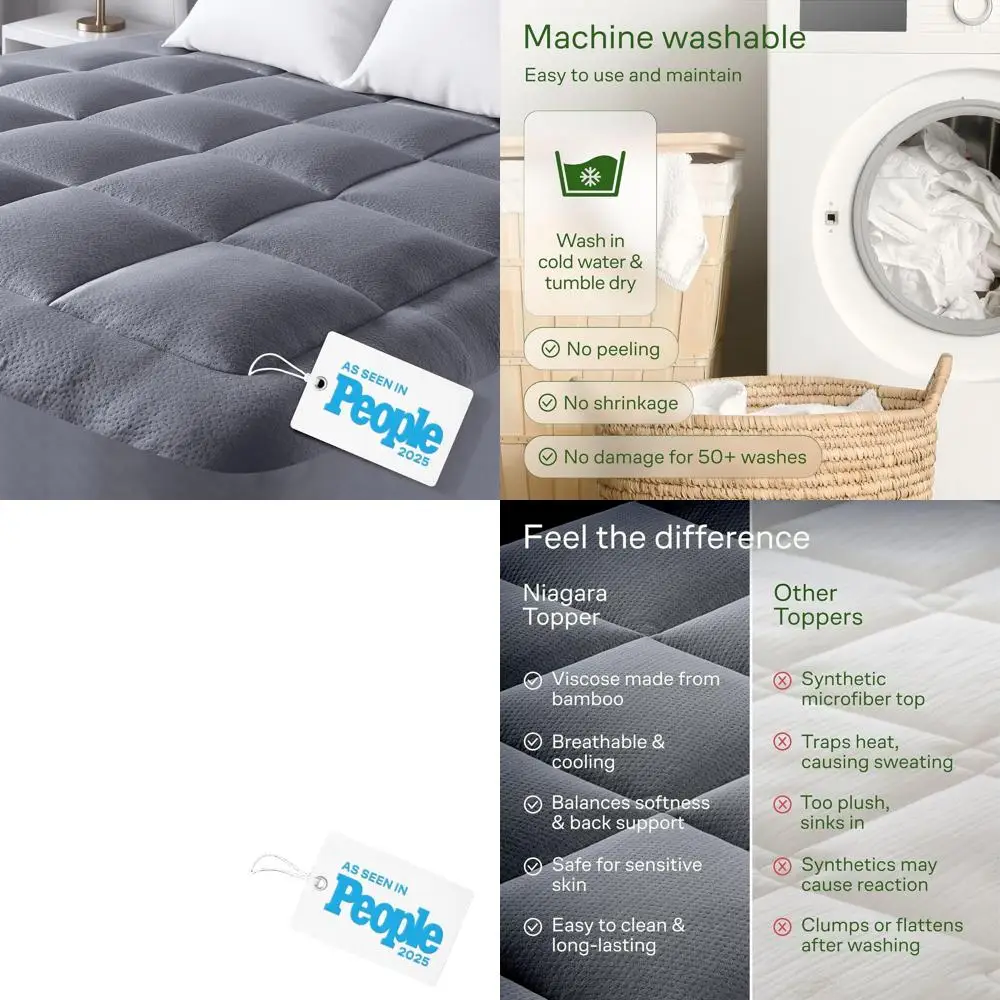 

Топпер для двойного матраса из бамбуковой вискозы — топ-подушка для поддержки спины и комфорта охлаждения