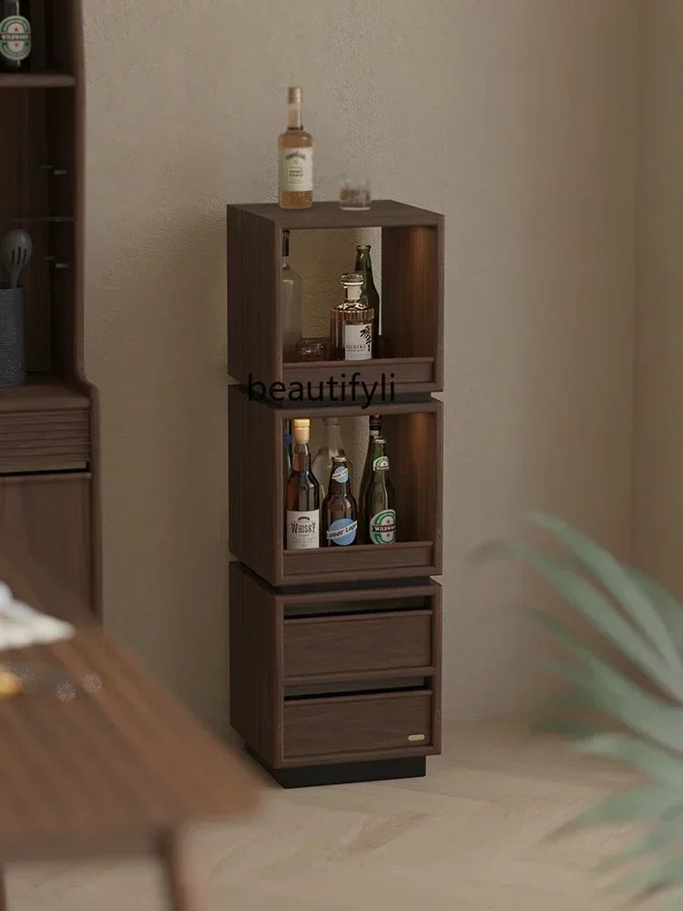 M182 Solid Wood Rotating Bookshelf 360 Black Walnut Floor Bookcase Living Room Wine Cabinet Storage Shelf Display Magazine R