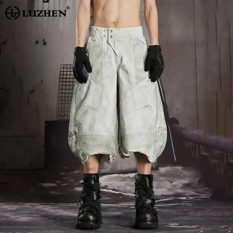 

LUZHEN 2026 Summer Personalized Asymmetric Leg Niche Design Cropped Trousers Men's Trendy Original Street Straight Pants JY7447