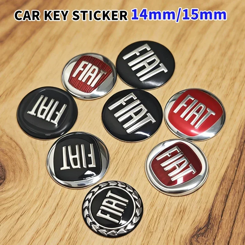 14mm/15mm Car Remote Key Aluminum Logo Sticker For Fiat Abarth 500 124 Tipo FR Panda Punto Doblo Pulse Stilo Palio Pondo Strada