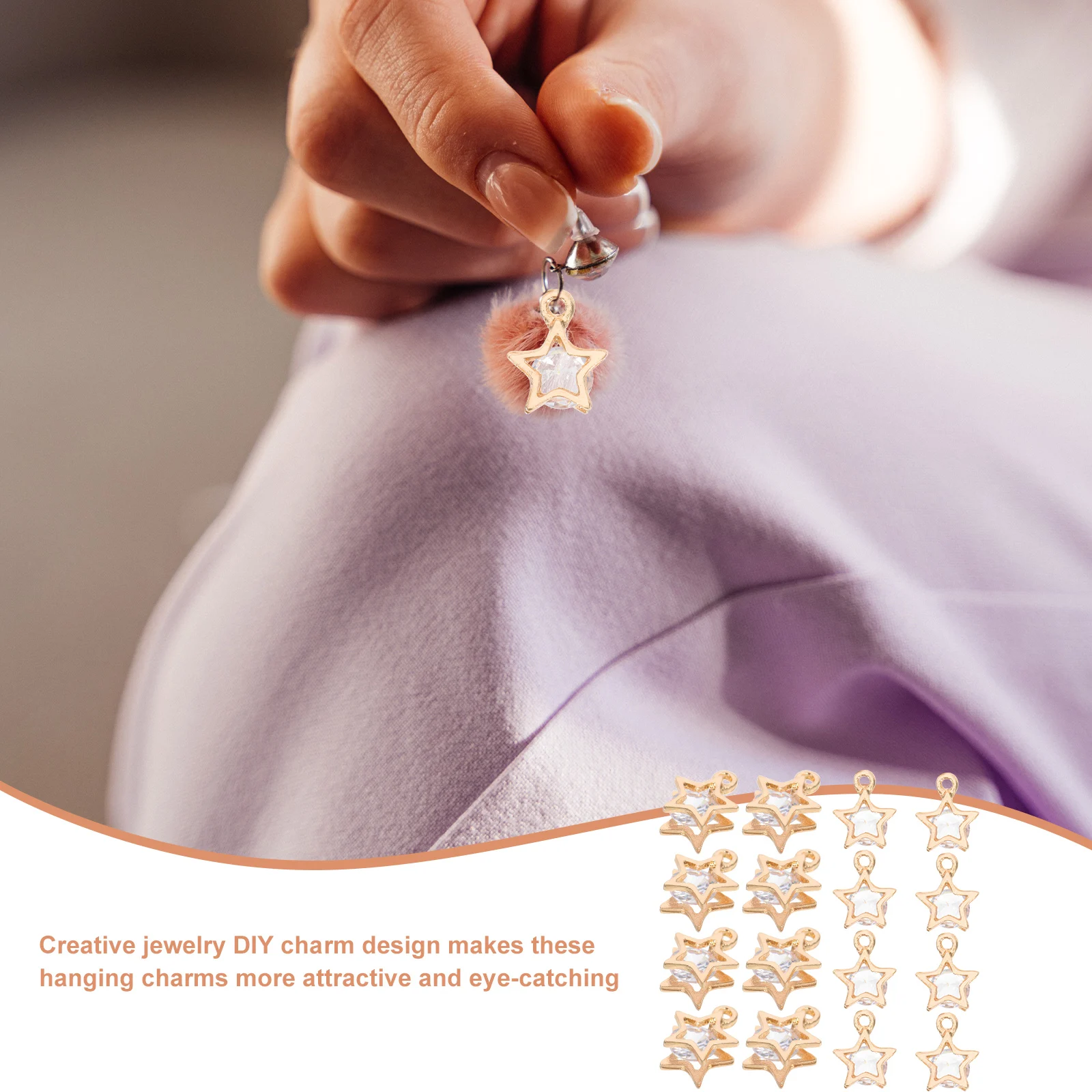 

50 Pcs Metal Zircon Pendant Jewelry Making Charms Alloy Cubic Zirconia Necklace Bracelet Supplies for Earrings