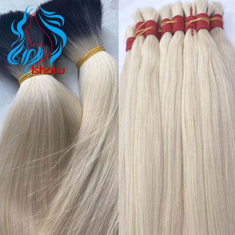 Double Drawn Straight #613 Blonde Brown #1B Natural Color Braiding Hair Bulk No Weft Raw Unprocessed Human Hair Bulks 1 bundles