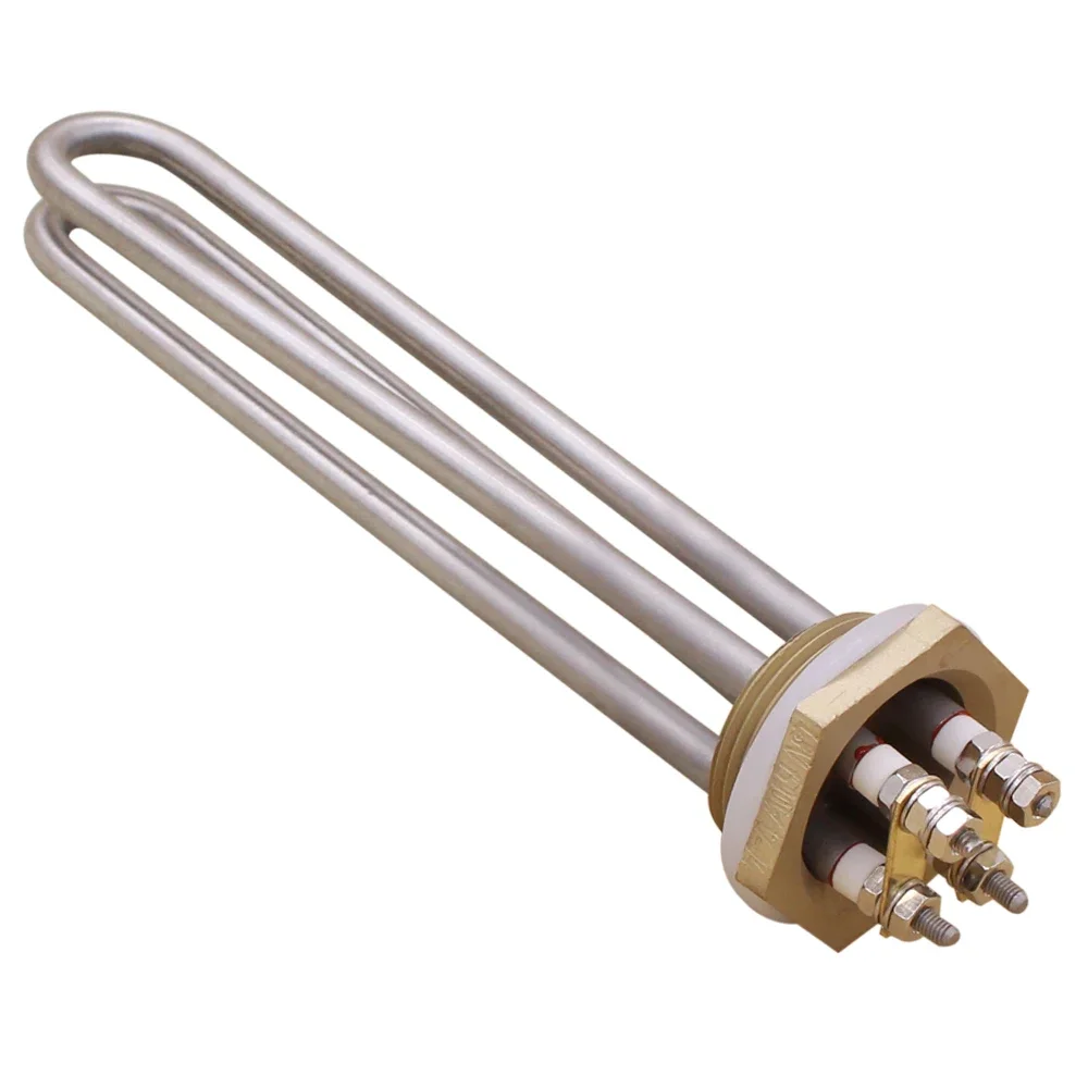 DERNORD 300w 600w 900w 1500w DC Tubular Electric Heater Water DN32 Brass Thread Solar Immersion Heating Element 12v 24v 48v