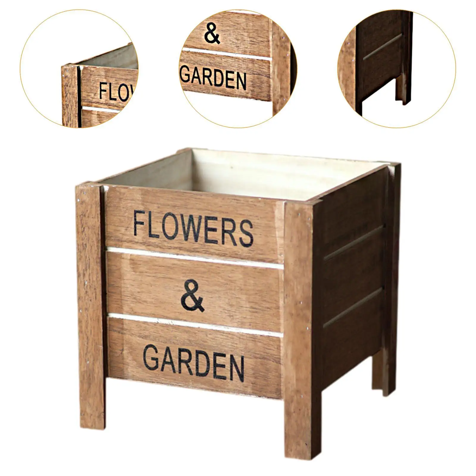 Wood Planter Box Display Boxes Creative Removable Centerpiece Rectangle Flowerpot for Storage Tabletop Farmhouse Garden Balcony