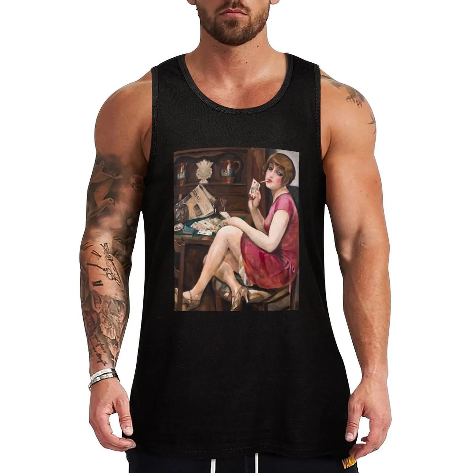 Майка Queen of Hearts портрет Lili от Gerda Wegener, Мужская футболка без рукавов для спортзала, спортивная одежда для мужчин