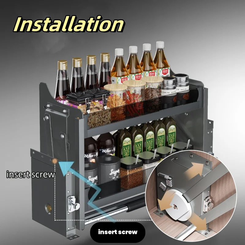 Applicable to HNOSS Metal Kitchen Cabinet Pull Down Basket Shelf Lift up Dish Rack Lifting Baskets for Kitchen