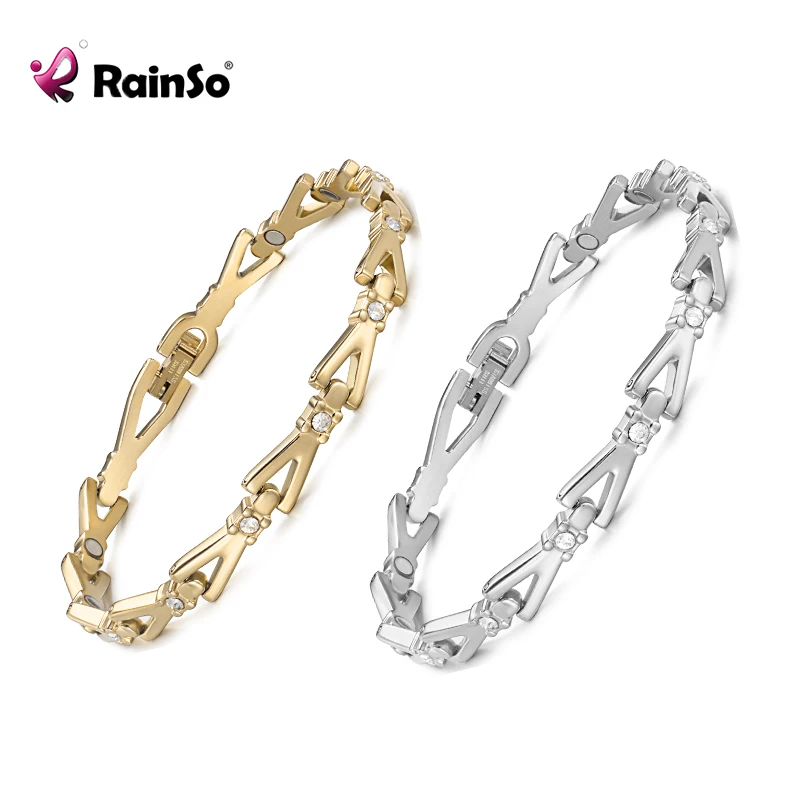 Rainso Magnetic Healing Bracelet For Women Power Therapy 4in1 Negative Ion Germanium Stainless Steel  Couple Bracelet Gifts