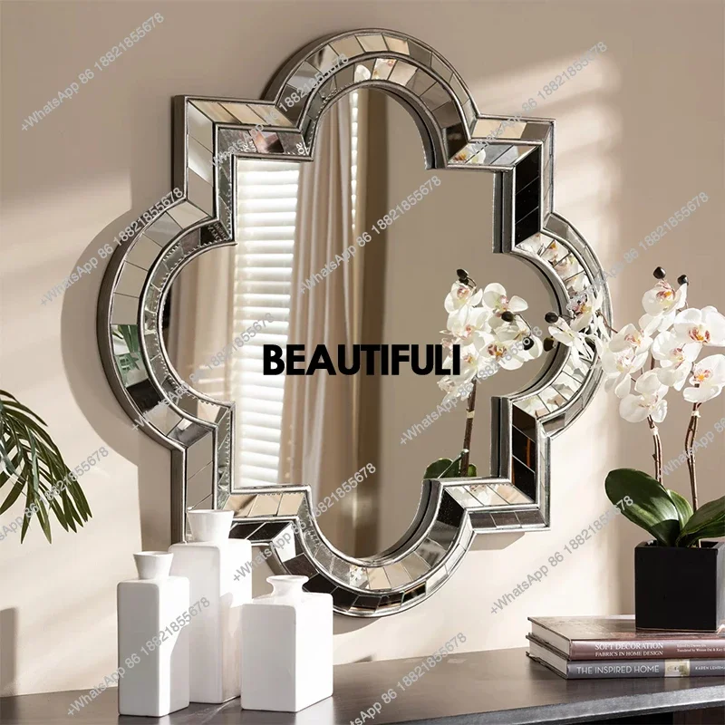 Bedroom dressing mirror large makeup bathroom mirror special-shaped entrance corridor creative decorative mirror
