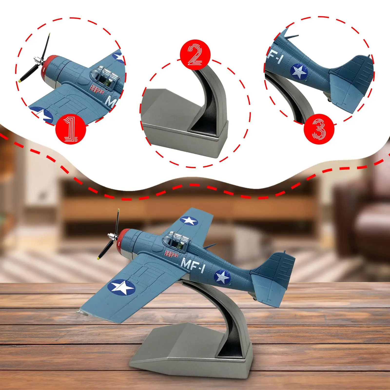 

1/72 Fighter Kids Plane Toy Souvenir Simulation Aircraft Ornament Airplane with Stand for Living Room Bookshelf Bedroom Home Bar