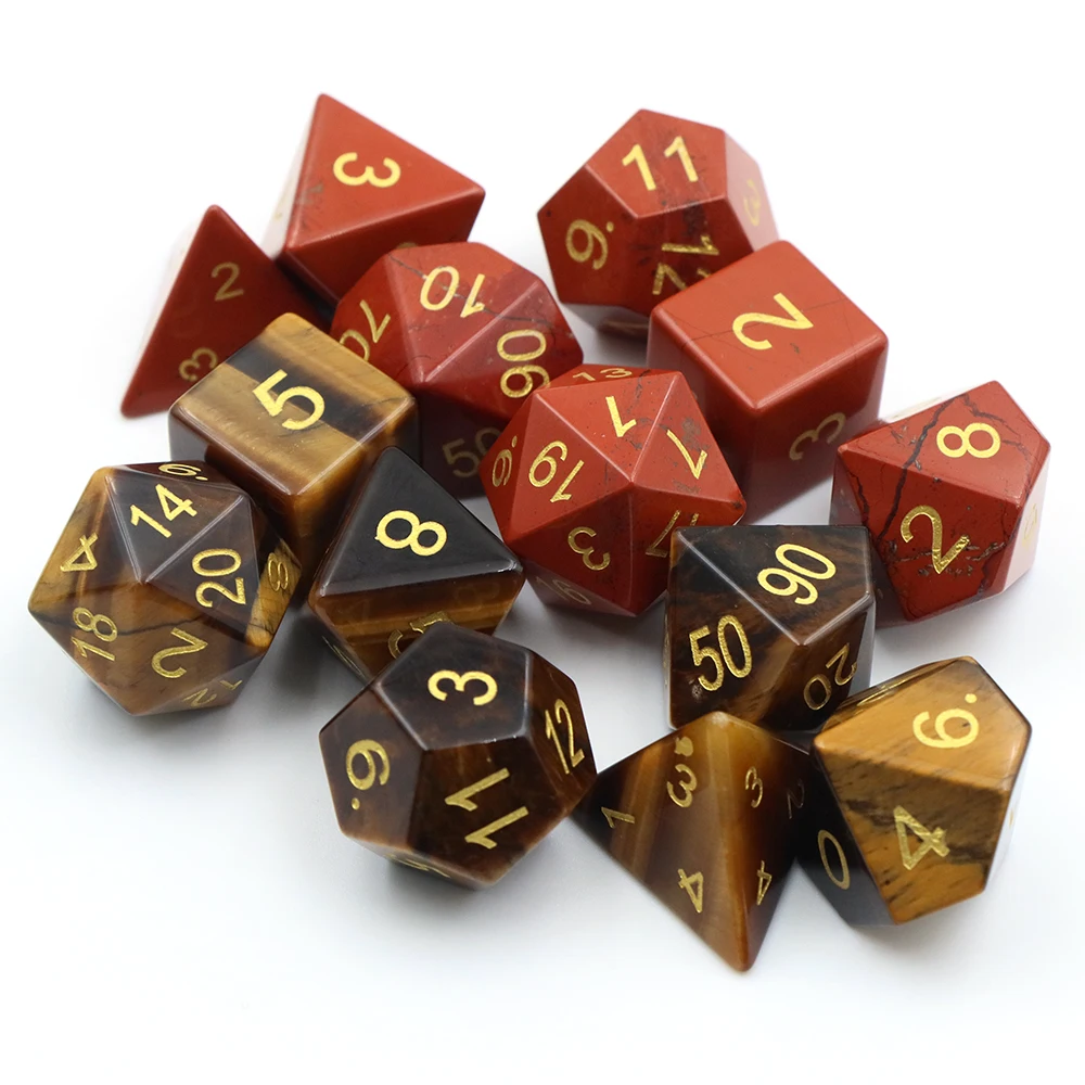 

7PCS/ Set Polyhedral Dice Set Natural Stone RPG DND Role Playing Dragons Board Game Multiple Dice Natural Crystals Stones Gifts