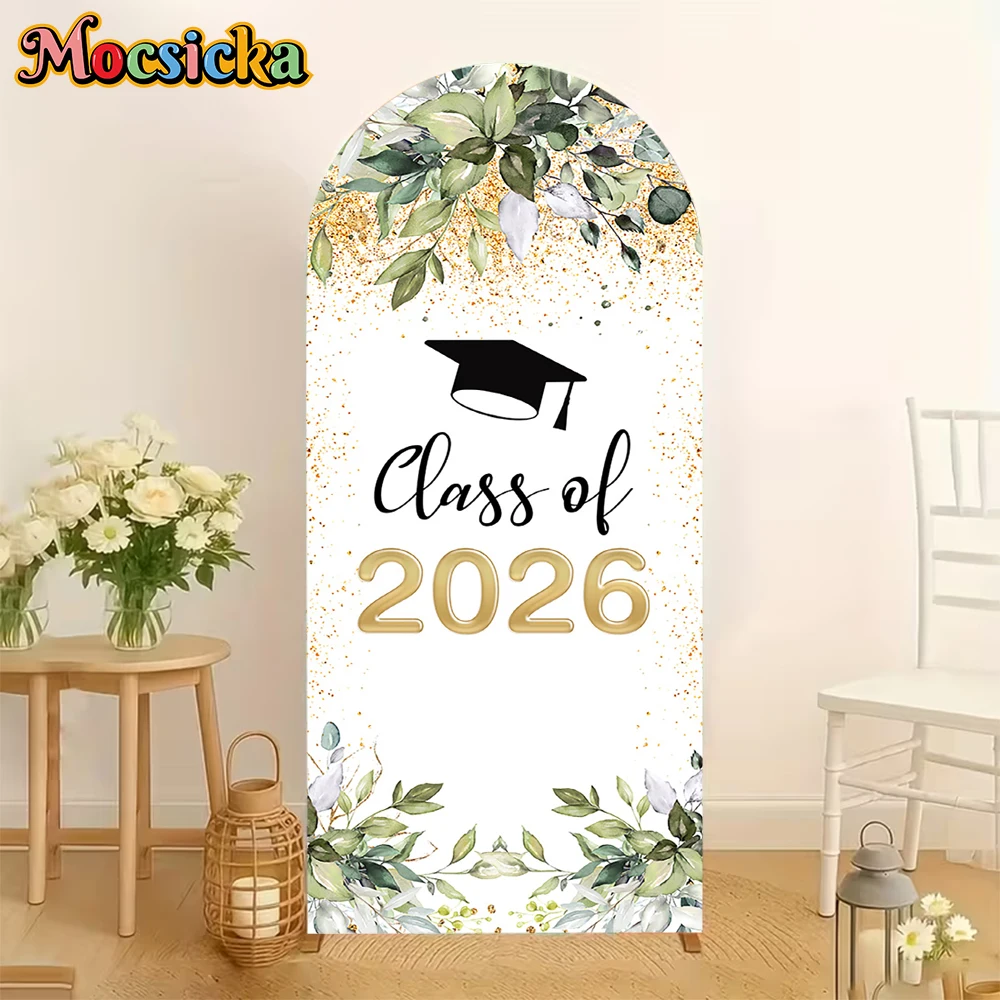

Mocsicka Class Of 2026 Arch Background Double-Sided Graduation Party School Student Children Arched Covers Backdrop Studio Props