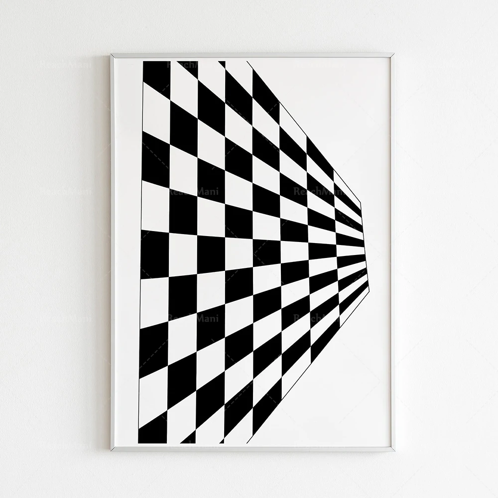 Hipster plaid wave print, black and white, vintage plaid fashion decor, aesthetic check minimalism printable poster