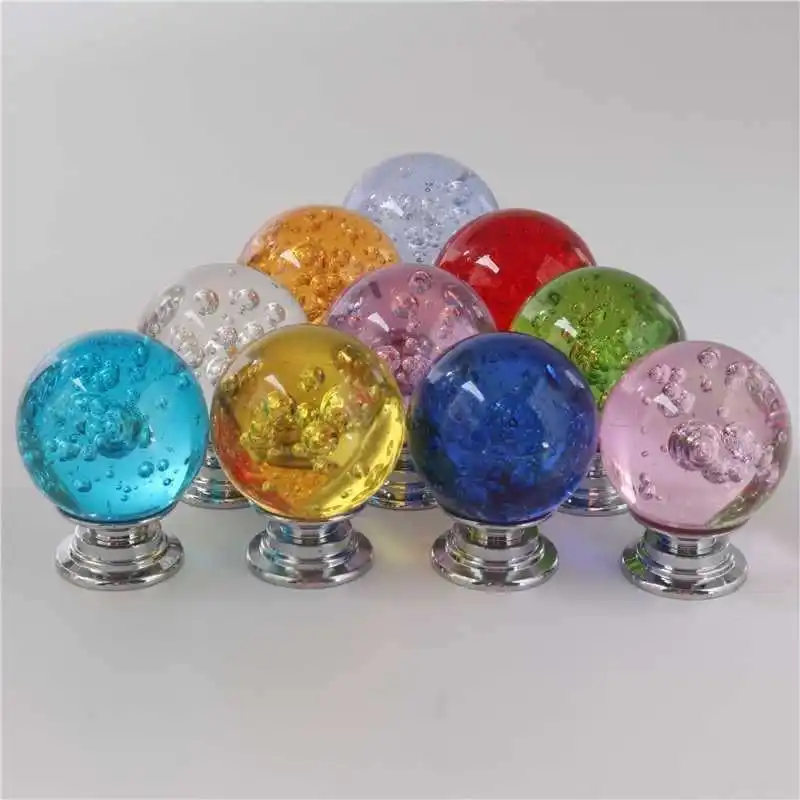 4개 30mm 원형 유리 버블 손잡이 - 캐비닛, 서랍, 옷장 및 가정용 부드러운 가구 손잡이