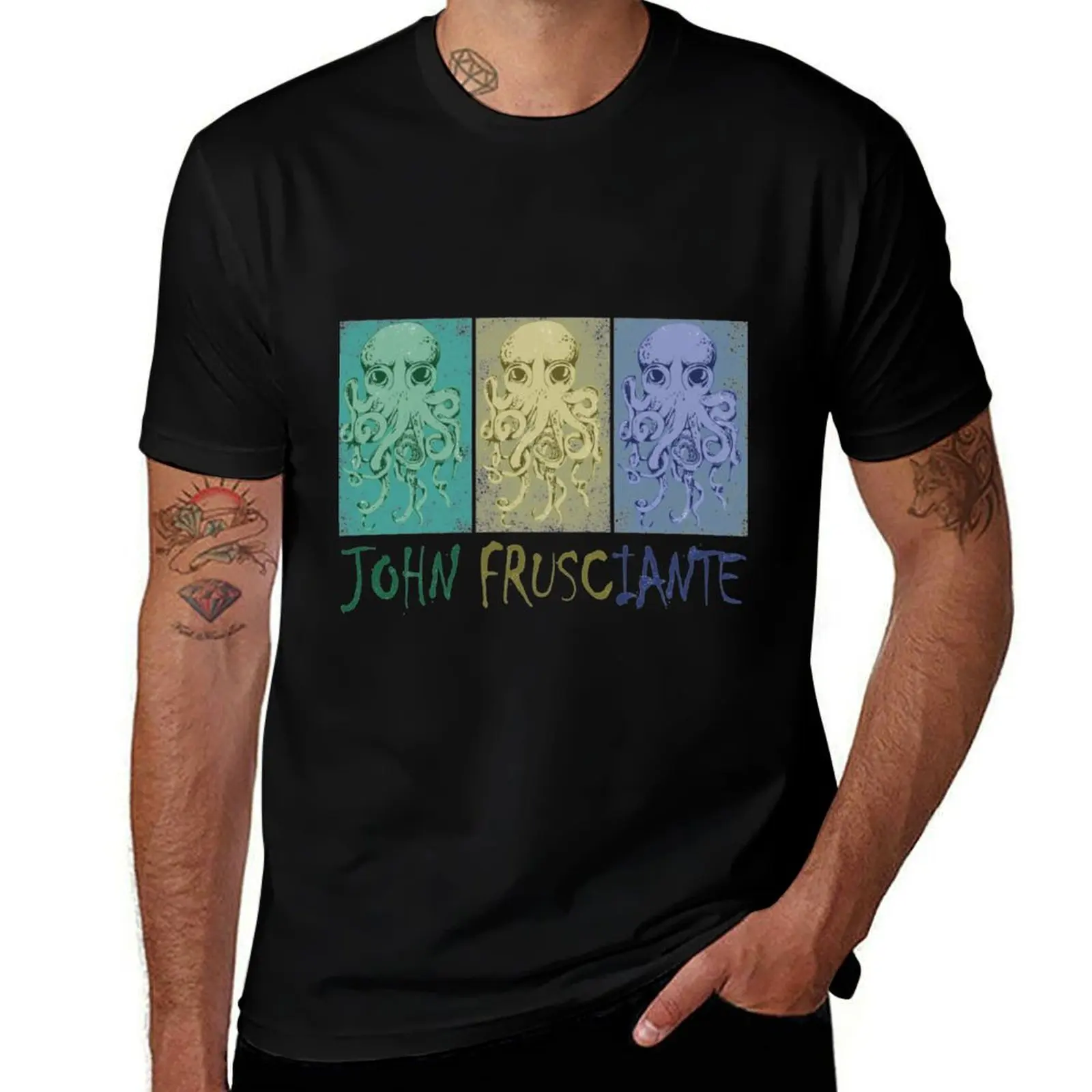 

Frusciante 3 Octopus graphic T-Shirt for man cotton t John man for Tryptich t shirts shirts vintage pack