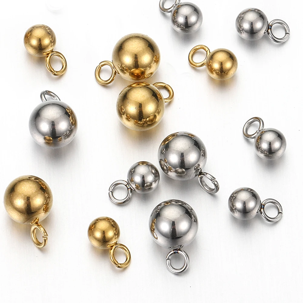 20-40pcs Stainless Steel Ball Charms Solid Ball Round Bead Pendants for Jewelry Making DIY Necklace Bracelet Earrings Findings