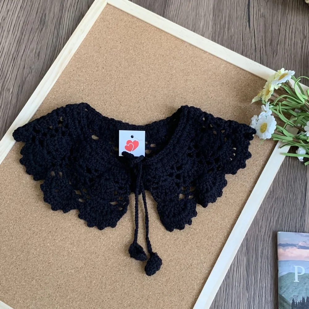 

Sweet Hollow Out Crochet Shawl Round Neck Clothes Decoration Knitted Scarves Detachable Scarf Accessories