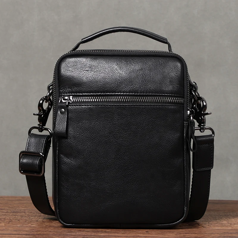 Men\'s Real Leather Shoulder Bag Husband Gift Fashion Black Designer Crossbody Bags Purse Small Men Messenger Bag Leather Handbag