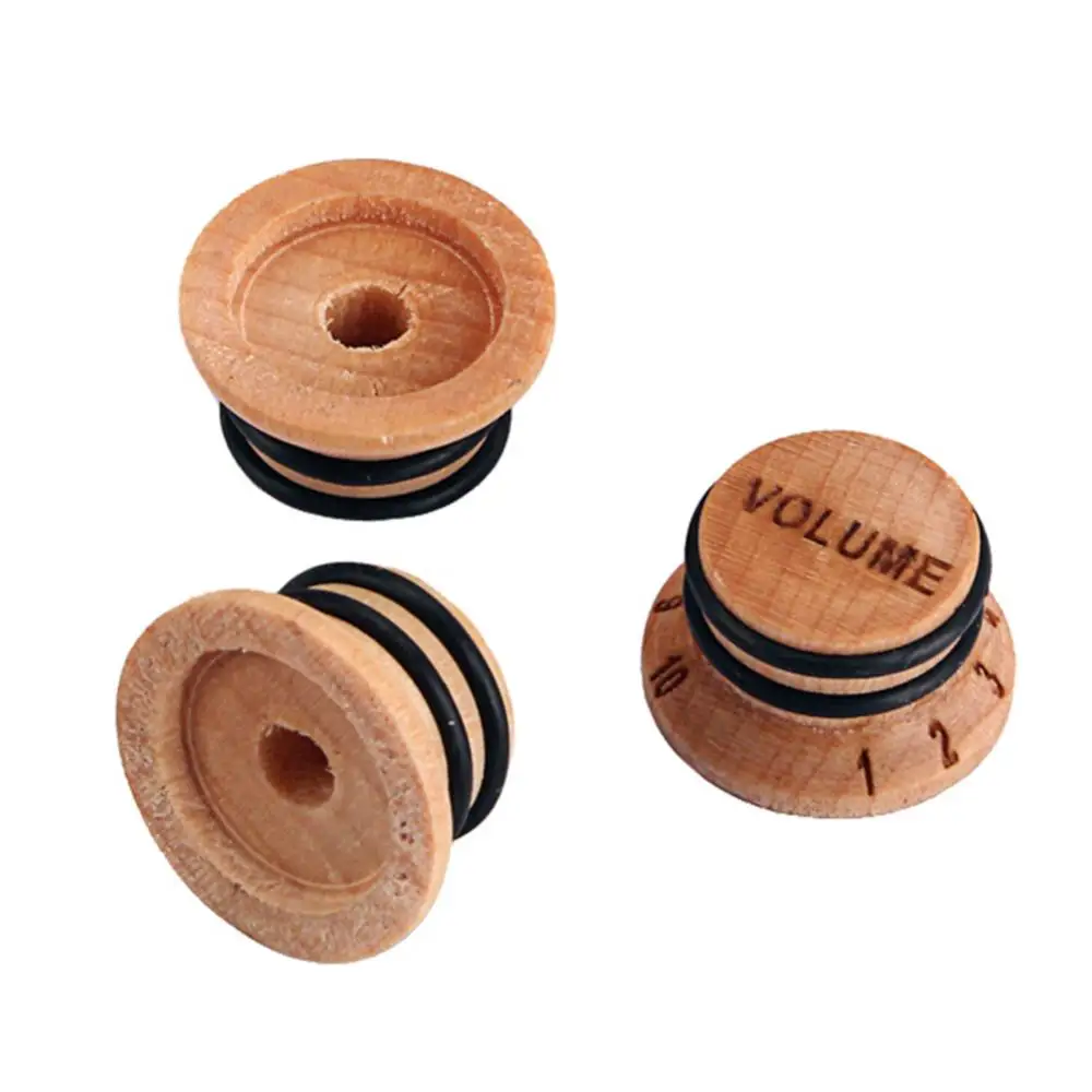 Control for Electric Guitar Volume Knob Vintage 3Pcs Wooden Tone Set Bass Parts