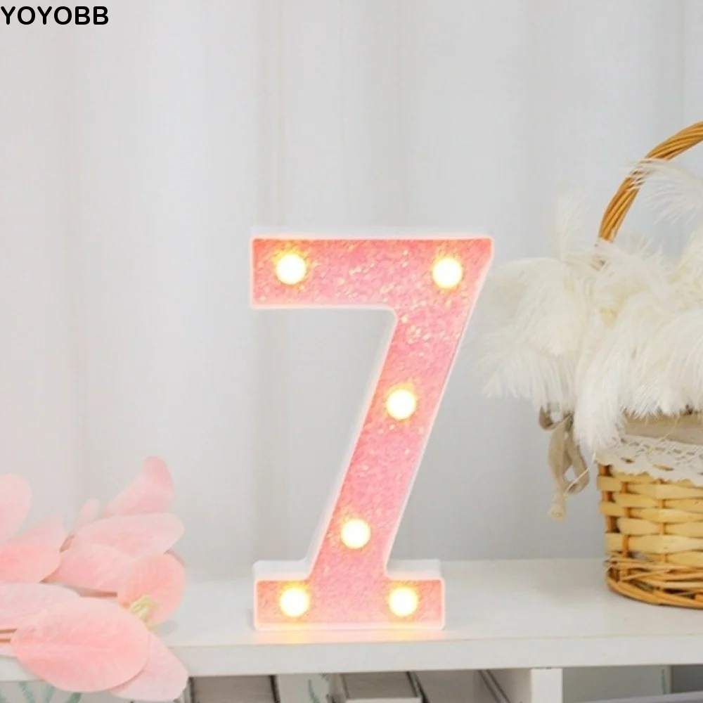 16cm Size LED Light Letters 26 English Letters Pink Color Luminous Letters Pink Glitter Luminous Design English Alphabet Letters