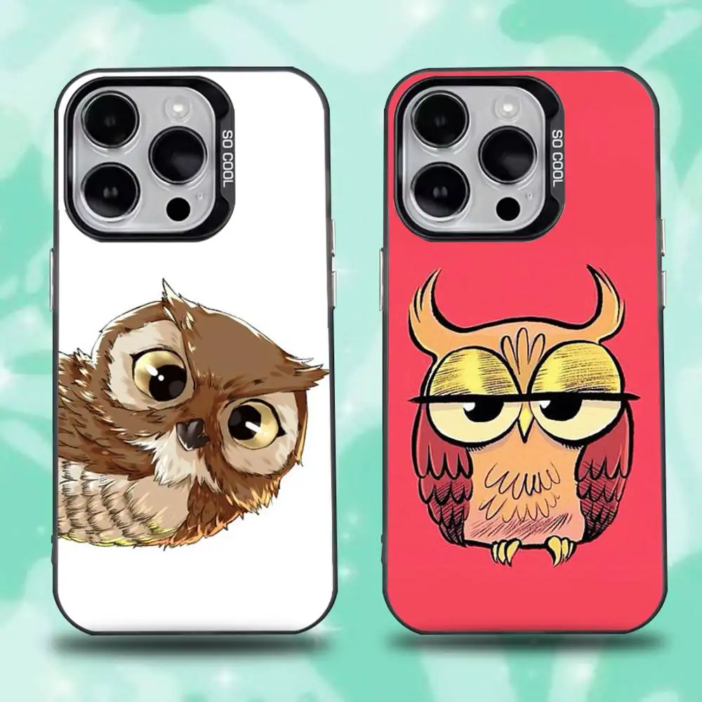 

cute cartoon owl Phone Case For iPhone 16,15,14,13,12,11,Mini,Pro,E,SE4,XS,MAX Black Candy Matte Cover