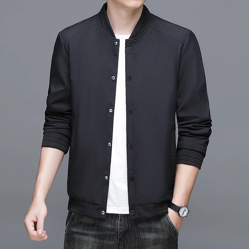 Smart Casual Spring Autumn New Men's Solid V-Neck Single Breasted Pocket Simplicity Trend Versatile Loose Long Sleeve Jackets