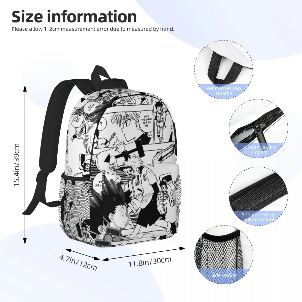 Anime HXH Hunter Hunter Backpack Daypack Large Capacity Boys Girls BookBag Shoulder Bags for Men Women School Bag
