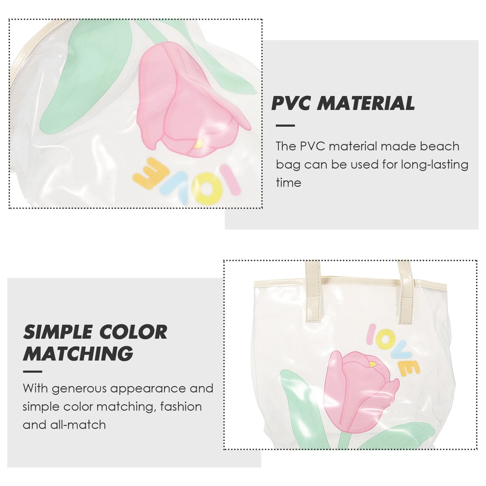 حقيبة شاطئ ذات سعة كبيرة محمولة من مادة PVC حقيبة تخزين منظم أدوات الزينة للسفر والصالة الرياضية والتخييم والاستخدام في الهواء الطلق #2